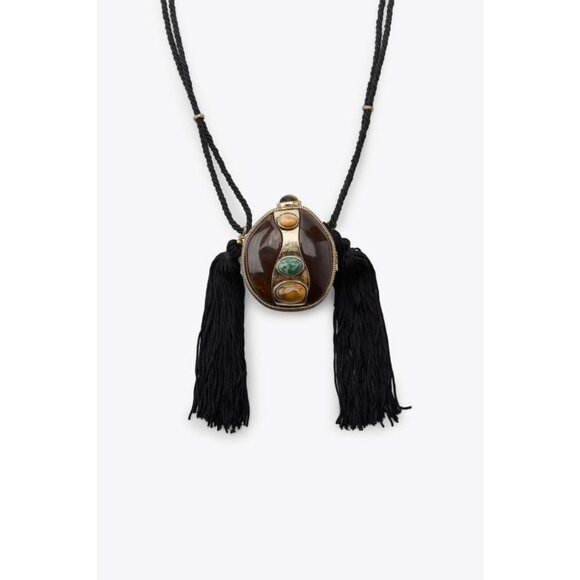 ZARA CORD AND STONE BOX NECKLACE - Picture 4 of 5